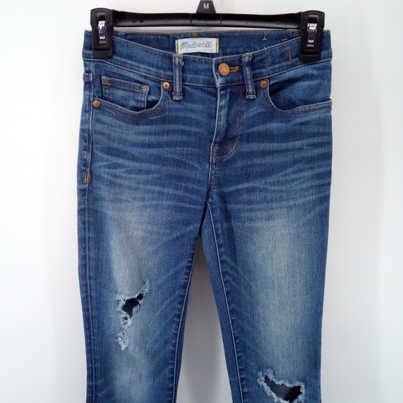 Madewell Skinny Skinny Distressed Blue Jeans Cotton Spandex Blend 24 - Picture 6 of 13